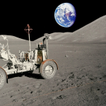 Moon Rover and Earth (Photo)