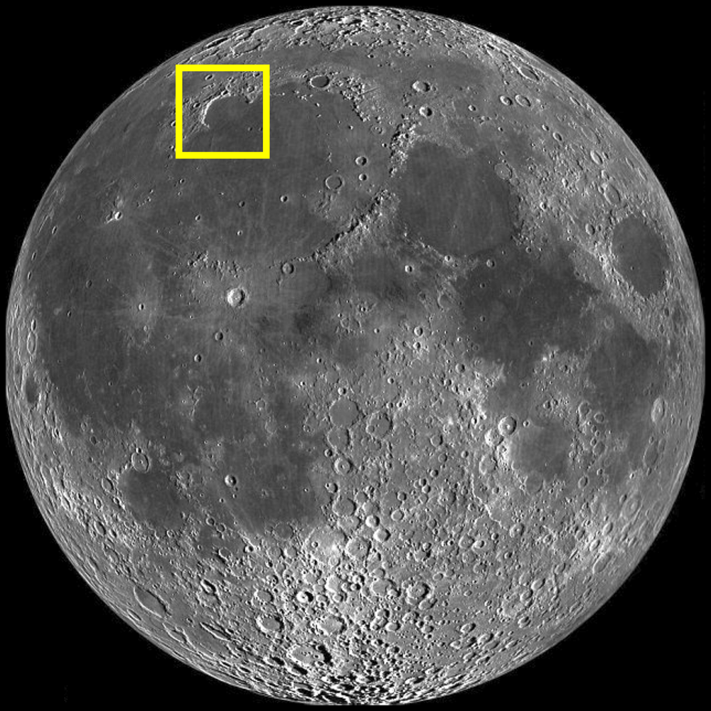 Bay of Rainbows (Sinus Iridum) Location on the Moon (Image)