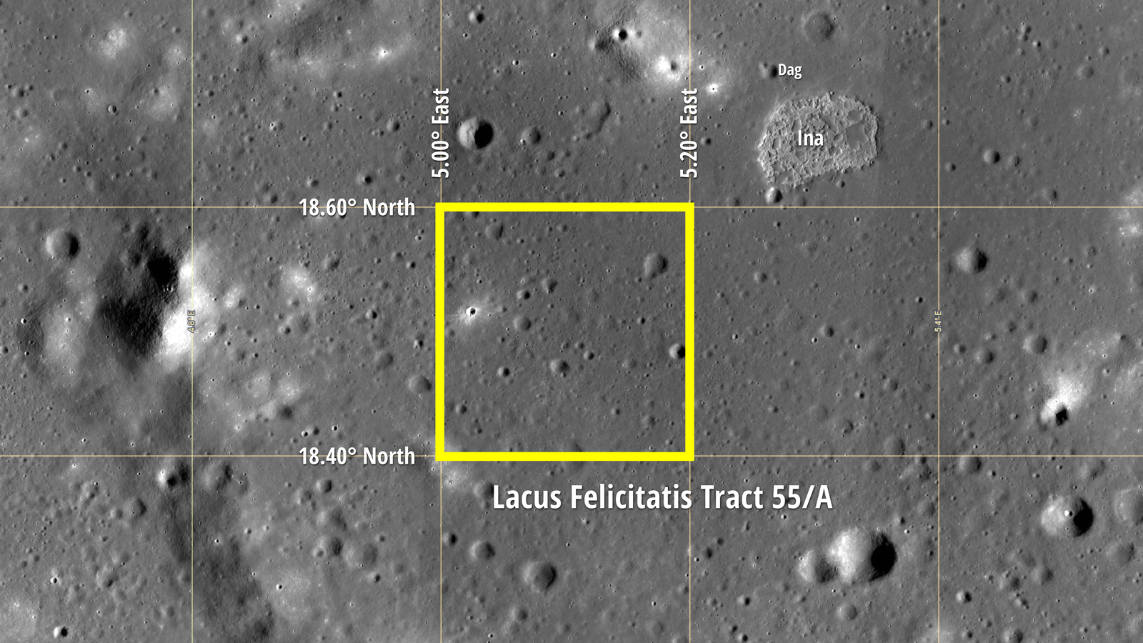 Photomap of Lacus Felicitatis (Lake of Happiness) on the Moon.